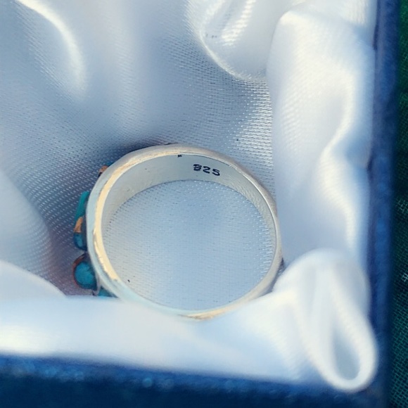 REAL Spiny Turquoise/sterling silver ring size 7 - Picture 7 of 8